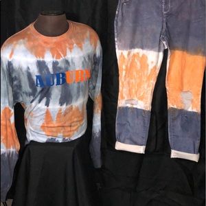 Blue and Orange two tone Jeans